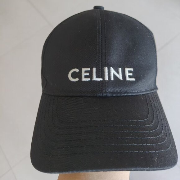 Authentic Celine Black Baseball Cap | Embroidered Logo Hat - Picture 1 of 7